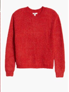 Bp. - Rainbow Confet Marl Sweater Drop-Shoulder | Medium | Christmas Red Flecked